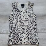Sutton Studio Cashmere Sleeveless Sweater Shell | Animal Print Sweater Shell Black Photo 4