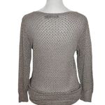 The Limited  Taupe Open Knit Sweater with Metallic Gold Accents Size Medium Photo 1