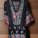 Angie  Boho Printed Long Sleeve Mini Dress Flare‎ Sleeves Paisley Size Large Photo 0