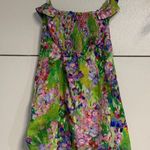 KABDUL MIAMI GREEN FLORAL STRAPLESS MINI DRESS LARGE Photo 3