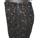 Diane Von Furstenberg  Black Lace Leather Trim Pencil Skirt Photo 0