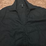 Banana Republic Womens XS Petite Black Cropped 100%Linen Top Quarter Sleeve Boho Photo 6