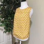 Loft  Yellow Silky Sleeveless P,eat Front Round Neck Career Blouse XSP Photo 6