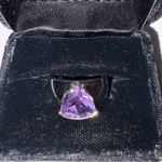 925 Sterling Silver Natural Amethyst Trillion Gemstone First Jewelry Ring w/ Box Purple Photo 1