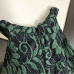 Alexia Admor  Lacy Midi Dress Sleeveless Ruffles Dark Green Black Ladder Stitch L Photo 10