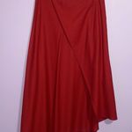 Vince  Asymmetric Drape Skirt Crimson Women Size 10 Red Midi Wool Office Career Photo 1