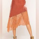 Free People  Rose Lacey Midi Skirt Canyon Arroyo Pink Boho Lace Size 10 Photo 2