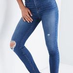 Madewell  Curvy High Rise Jeans Drop Stem Hem Blue Distressed 24 Photo 0