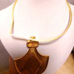 Vintage Bottle Pendant Necklace Collar Design Large Gold Tone Bold Statement Photo 10
