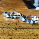 Natural Aquamarine Blue Sapphire Sterling Silver Hoop Earrings Photo 5