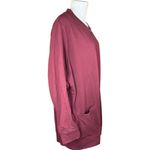 Denim & Co . Active French Terry Tunic Jacket with Ribbed Trim Dark Cherry 3Xd Photo 4