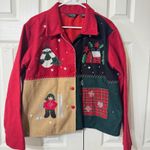 NWOT VTG TakeTwo Classic Ugly Christmas Sweater wool Jacket snowman Patchwork XL Red Photo 0