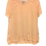 J.Jill  Polka Dot Short Sleeve Modal Blouse Yellow White Small Petite Photo 0