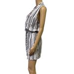 Kelly Renee Linen Rayon Blend Striped Button Up 4 Pocket Shorts Romper Womens L White Size L Photo 2