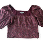 Senlis Floral Cropped Puff Sleeve Top Burnt Burgundy Size XS Cottagecore Purple Photo 0