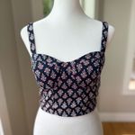 Band of Gypsies  Navy Blue Red Floral Bustier Cropped Tank Top Size Small Photo 1