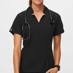 FIGS W20SW1032 Black Inala Slim Scrub Top Size M Photo 0