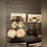 NEW Bundle of (4) Sequin Dangly Tassel Earrings Mardi Gras Purple Gold Photo 3