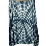 Elan Boutique Blue & White Tie Dye Short Sleeve Top OS Photo 0