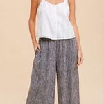 Hem & Thread  High Waisted Smocked Wide Leg Pants Black & White Textured NWT Photo 0