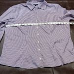 Lands' End  Womens 18p Pinpoint Oxford 3/4‎ Sleeve Plaid Purple Classic Preppy Photo 11