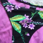Topshop Black Purple Floral Tanga Ruffle Summer Swimsuit Bikini Bottoms NWT Photo 5