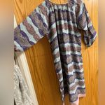 TUCKER Silk Blue Purple Abstract Stripes 3/4 Sleeve Midi Dress Medium Photo 1