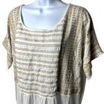 J. Jill White and Tan Embroidered Bohemian Milk Maid Renaissance Blouse XL Photo 2