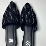 SO  Women's Black and Silver Embellished Backless Flat  Mule Sz 7 Photo 8