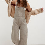 We The Free NWT Free People Good Luck Barrel Overalls size XL Cobblestone Brown Photo 0
