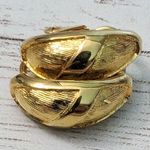 Vintage Clip On Earrings Half Hoop Patterned Gold Tone Photo 1