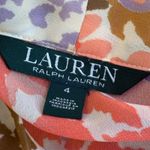 Ralph Lauren  Sheer Smocked Waist Dress Womens Size 4 Floral Tie Neck See Through Photo 5