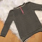 Poof! lightweight knit striped sweater black and white size Medium exposed zip Photo 4