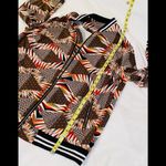 Geometric Bomber Jacket sz XL NWOT Brown Photo 6