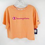 Champion NWT Logo Orange Spellout Cropped Tee Photo 0