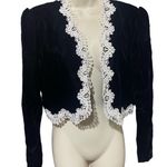 Talbots Vintage cropped bolero velvet black laced detail jacket Made USA size 10 Photo 1