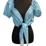 Frederick's of Hollywood Rockabilly Style Vintage Light Blue Tie-Front Blouse Photo 1