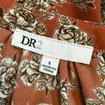 DR2 Women Small Rust White Floral High Low Bow Keyhole Flowy Babydoll Tunic Top Photo 6