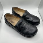 Alegria ‎ Black Leather Rose Embossed Slip On Clogs Comfort Shoes Size 40 Photo 1