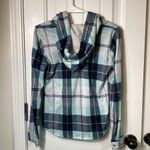 Rue 21 Blue plaid flannel hoodie shirt. Size medium Photo 1