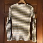 Madewell  ribbed pointelle square scoop long sleeve tee S white brown stripe Photo 11