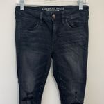 American Eagle  Women’s Black Denim Distressed Jegging Size 4 SHORT Photo 2