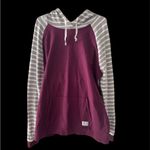 Orvis  Color‎ Block Pullover Long White/Gray Stripped Sleeves & Hoodie Size L Photo 2