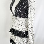 Pretty Little Thing  Polka Dot Ruched Frill Long Sleeve Mini Dress Black White Size 2 Photo 8