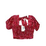 Band of the Free Joelle Crimson Floral Smocked Top Boho Puff Sleeve Smocked L Red Size L Photo 2