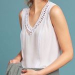 Anthropologie  Maeve White Braided V-Neck Top Women’s Size Large Photo 2