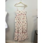 Olivia James Floral Midi Dress Tie Strap Cottagecore Smocked White Red Blue M Size M Photo 1