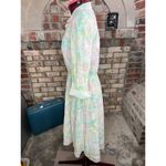 shirt dress pastel puff sleeve shoulder pads cotagecore pink green yellow Size 8 Photo 4
