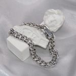 Titanium Steel Link Chain Bracelet for Men Women,Personality Punk Hip Hop Bracelet Silver Photo 2