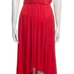 Rebecca Minkoff  Silk Red Midi Dress Flowy Shoulder Sexy Valentines Slip Date Photo 0